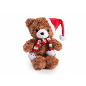 Figurina Ursulet Craciun textil multicolor cm 15 x 15 x 20 H