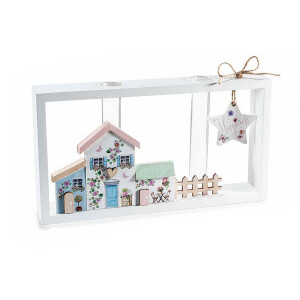Decoratiune Casute lemn cu 2 eprubete cm 25 x 4 x 13,5 H
