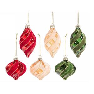 Set 12 globuri brad Craciun sticla multicolora Ø 6,5 cm x 12 H