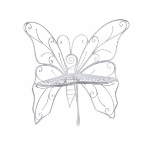 Banca gradina fier alb patinat Fluturas 112x65x108 cm