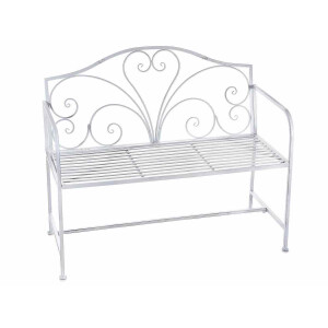 Banca gradina fier alb patinat 109x56x92 cm