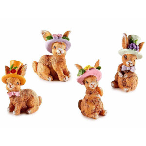 Set 4 figurine Iepurasi Paste polirasina multicolora 2.5x2x4.5 cm