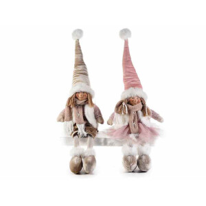 Set 2 figurine Ingeri Craciun textil polirasina cm 16x10x60 H