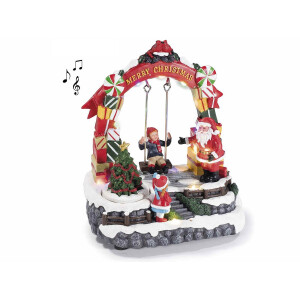 Figurina Craciun muzicala polirasina multicolora 18.5x12.5x21.5 cm