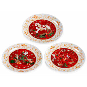 Set 6 farfurii Craciun portelan multicolor 20.5 cm