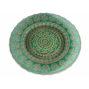 Set 2 platouri sticla aurie verde 32.5 cm