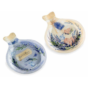 Set 6 farfurii sticla multicolora Lavanda 20.5x26 cm