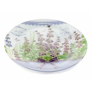 Set 4 farfurii sticla multicolora Lavanda 25 cm