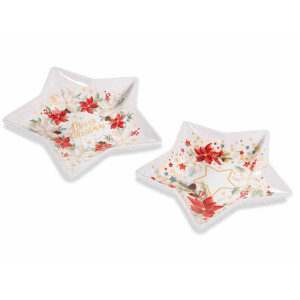 Set 2 platouri Craciun portelan multicolor cm 25 x 24 H