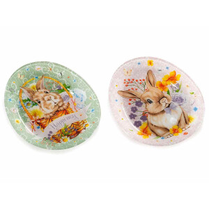 Set 2 platouri Paste sticla multicolora 24x20 cm