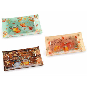 Set 6 platouri sticla multicolora 25x15 cm