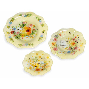 Set 6 farfurii sticla multicolora 30 cm, 25 cm, 20 cm