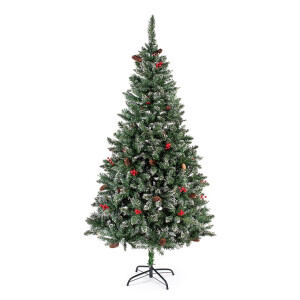 Brad artificial verde conuri merisoare 750 ramuri 180 cm