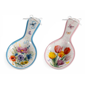 Set 2 suporturi linguri ceramica multicolora Flowers 11,5 x 24,5 H