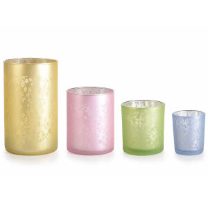 Set 4 candele sticla 9x15 cm, 8x10 cm, 7.5x8 cm, 5.5x6.5 cm