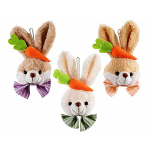 Set 3 figurine Iepurasi textil multicolor 10x5x19 cm