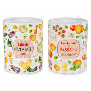 Set 4 borcane ceramica multicolora 10.5x13.5 cm