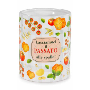 Borcan decorativ, depozitare ceramica multicolora Ø 10,5 cm x 13,5 H