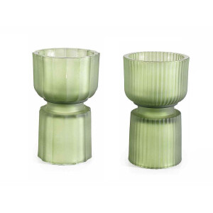 Set 4 candele sticla verde 10.5x17.5 cm