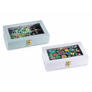 Set 2 cutii bijuterii compartimentate Flowers cm 22,5 x 14 x 5 H