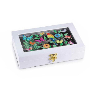 Cutie bijuterii compartimentata Flowers cm 22,5 x 14 x 5 H