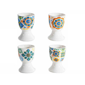 Set 4 suporturi oua portelan multicolor  Ø 4,5 cm x 7 H