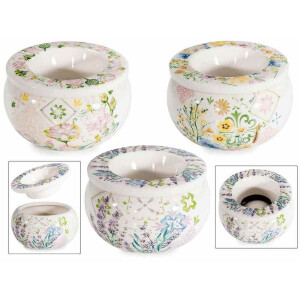 Set 3 scrumiere antivant ceramica decor Flori 3 x Ø 10 cm x 6 H