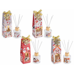 Set 4 parfumuri camera cu betisoare Craciun multiarome III Ø 5 cm x 14.5 H, 40 ml