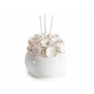 Difuzor parfum cu betisoare portelan alb auriu Ø 9 cm x 13 H