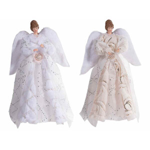 Set 2 figurine, varf brad Ingeri textil cm 24 x 10 x 36 H