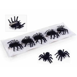 Set 5 Paianjeni Halloween catifea neagra cu clips cm 6 x 5 x 2 H