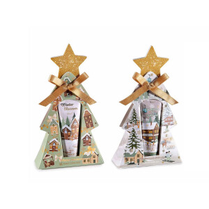 Set cadouri Craciun 2 creme picioare 2 pile 10x3.5x18 cm