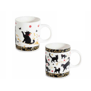 Set 2 cani portelan in cutii cadou Pisicute Ø 8,5 cm x 9,5 H, 350 ml