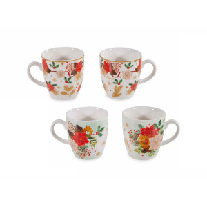Set 8 cani Craciun portelan multicolor 5.5x6 cm, 80 ml