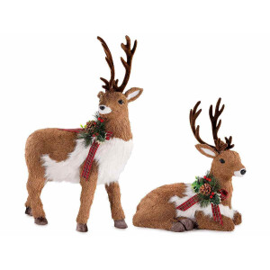 Set 2 figurine Reni fibre naturale multicolore 40.5x18x64 cm, 39.5x23x45 cm
