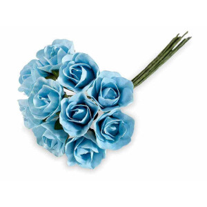 Buchet 10 Trandafiri hartie albastra Ø 1,5 cm x 10 H