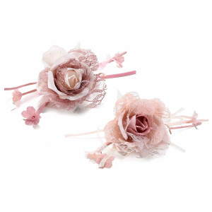 Set 12 Trandafiri artificiali roz 9 cm