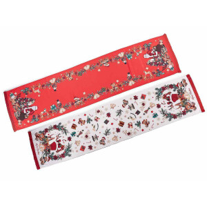 Set 2 traverse masa Craciun textil multicolor cm 32 x 140 H
