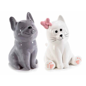 Set 2 figurine Pisicuta Catelus ceramica multicolora cm 8,5 x 10 x 14,5 H