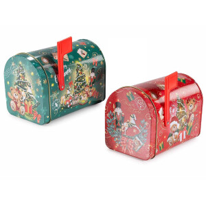 Set 2 cutii postale Craciun metal multicolor 15.5x9.5x11.5 cm
