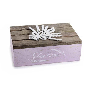 Cutie pliculete ceai compartimentata lemn 21 x 14,5 x 7,5 H