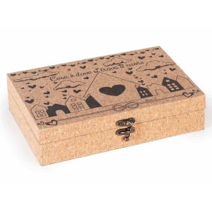 Cutie depozitare lemn efect pluta natur negru cm 24 x 17 x 5,5 H