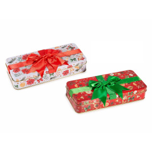 Set 2 cutii decor Craciun metal multicolor 21x9.5x4 cm