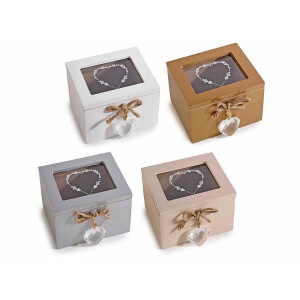 Set 4 cutii ceai lemn 10x8.5x7 cm