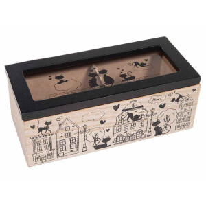 Cutie ceai lemn natur negru 18x8x7 cm