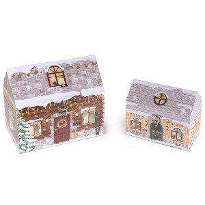 Set 2 cutii decor Craciun 24x14x21.5 cm, 18x10x15 cm