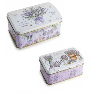 Set 2 cutii depozitare metal Lavanda 15,5 x 10 x 8 H, 13 x 8 x 6,5 H