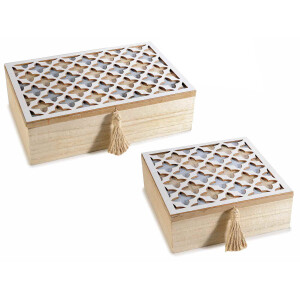 Set 2 cutii lemn 24x16x7 cm, 17x17x6 cm