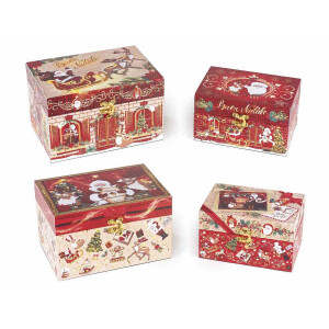 Set 4 cutii decor Craciun 20x14x12 cm, 16x11x9 cm