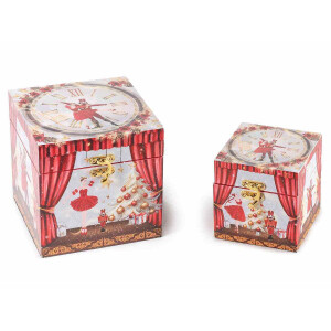 Set 2 cutii decor Craciun lemn 14x14x14 cm, 10x10x10 cm